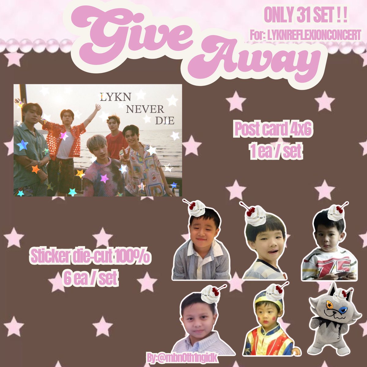 mbn0th1ngidk's tweet photo. Pls kindly rt ✨🪽

Giveaway for #LYKNReflexionConcert🐺♥️

ONLY 31 SET ! !
⭑ post card 1 ea / set
⭑ sticker die-cut 6 pcs / set

🗓️Date:23 Oct 2026
⏱️Time:tba
📍location:impact arena

🙇🏻‍♀️not for exchange 🙇🏻‍♀️

#LYKN #LYKYOU https://t.co/Cd6LH1dAml
