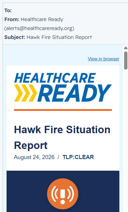 HC_Ready's tweet photo. As of yesterday The Hawk Fire near Reno (~15K acres, 0% contained) has forced two hospitals to evacuate — ER at North Valleys & Northwest Specialty Hospital (41 patients relocated). US-395 closed. ~10K customers without power. Renown's Level II trauma center remains operational & outside the fire path. Watch: I-80 resupply corridor, smoke-driven respiratory surge, power stability. 0% contained, 42K evacuated. 

A situation report went live yesterday! Don't receive them? Sign up here: https://t.co/9WGTiK8kvX