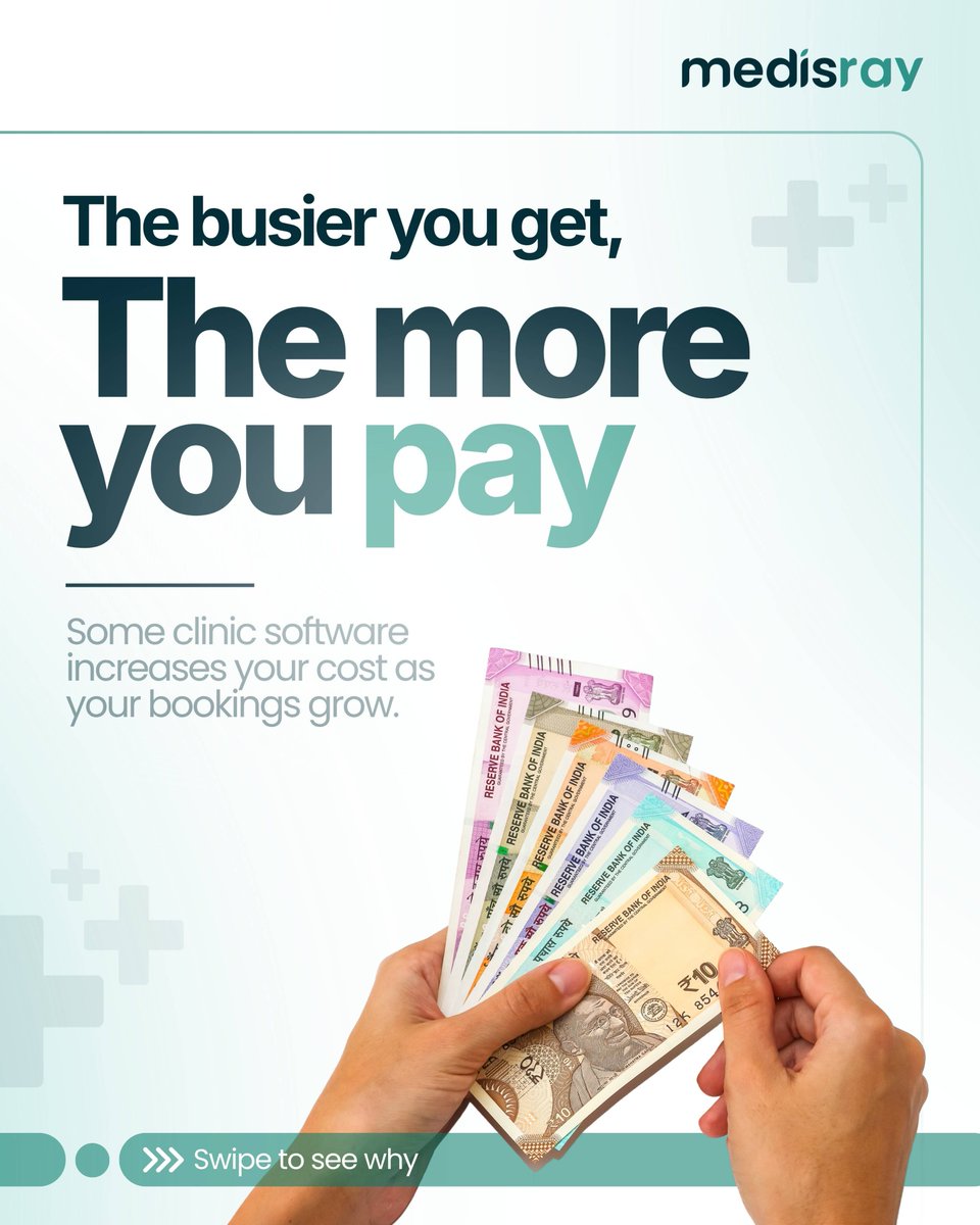 MedisRay's tweet photo. The busier you get, the more some clinic software makes you pay.

Same features. But a busy clinic pays more than a quiet one.

There's one question to ask before you sign 👇 https://t.co/kRSrfHGnqY