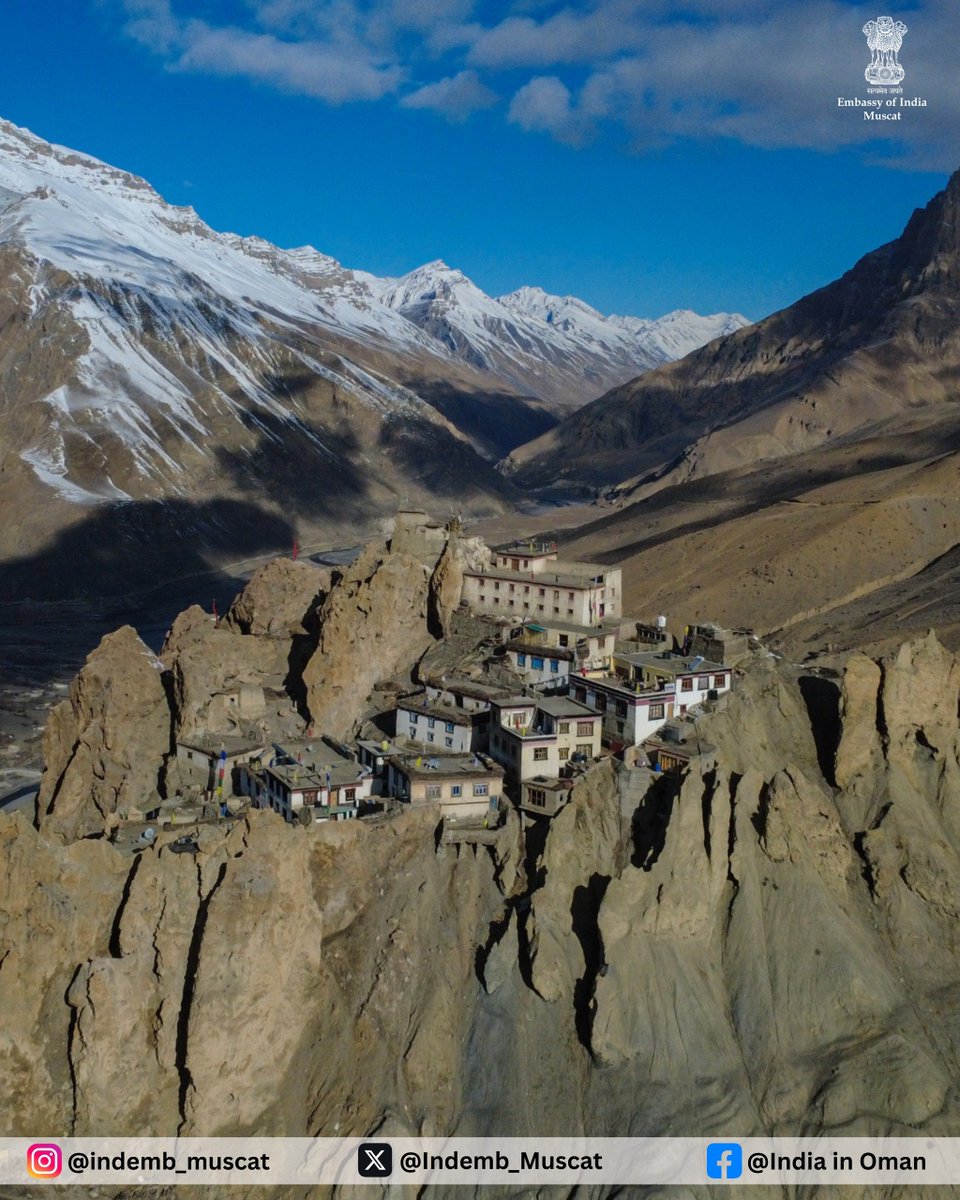 Indemb_Muscat's tweet photo. Perched dramatically on a cliff overlooking the Spiti River, Dhankar Monastery (Dhankar Gompa) stands as a remarkable symbol of India’s rich Himalayan heritage. Located in Himachal Pradesh’s Spiti Valley, the ancient monastery offers a striking blend of spirituality, history, culture and breathtaking mountain landscapes.

With its centuries-old Buddhist traditions and spectacular setting amidst the Trans-Himalayan landscape, Dhankar is a unique destination that reflects the cultural diversity and timeless heritage of India.

From sacred monasteries to majestic mountains, India’s diverse landscapes offer journeys that connect travellers with the country’s living traditions and extraordinary natural beauty.

📸 PC: abhirupbhar@gmail.com

#BharatChronicles #IncredibleIndia #DhankarMonastery #ExploreIndia #HimachalPradesh