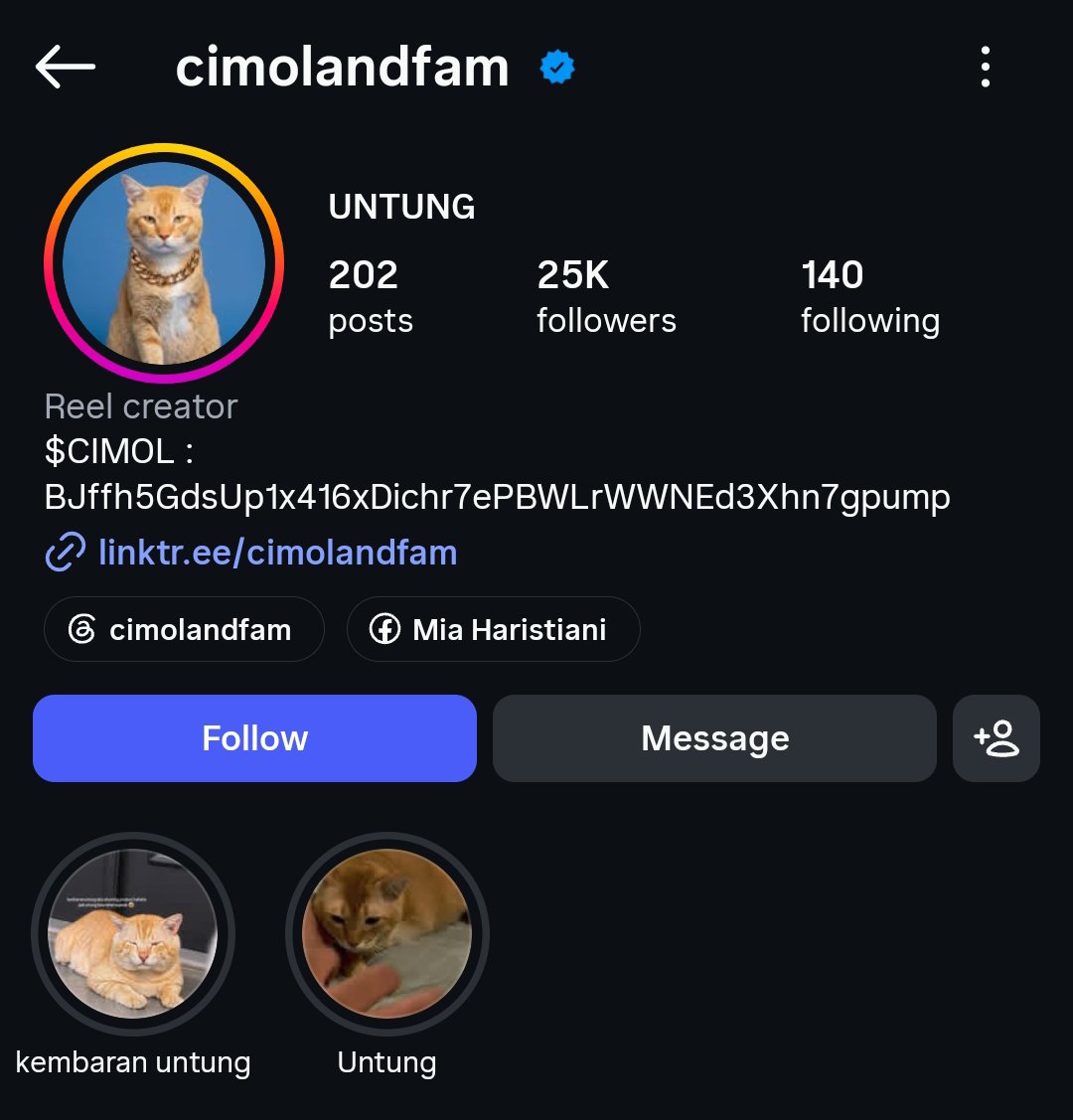 ngabcinot's tweet photo. Don't fade $CIMOL

BJffh5GdsUp1x416xDichr7ePBWLrWWNEd3Xhn7gpump

Owner has posted CA on his instagram &amp; Tiktok bio ✅ https://t.co/YpsAIoetLD