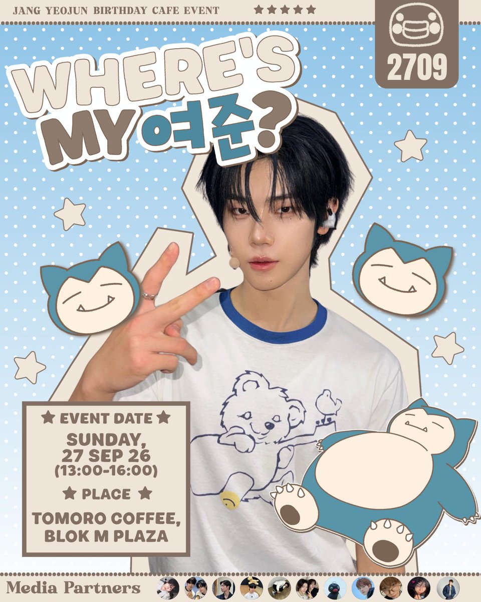 naoi3rei's tweet photo. 𝐖𝐡𝐞𝐫𝐞’𝐬 𝐌𝐲 𝐘𝐞𝐨𝐣𝐮𝐧?
2026 Jang Yeojun Birthday Cafe Event 

September 27th, 2026 (1pm - 4pm)
TOMORO COFFEE, Blok M Plaza

RSVP Opens on
Thursday, August 27th [19:00] only at @yeojunishere 

Will you find Yeojun?
#WheresMyYeojun https://t.co/RV91hMottz