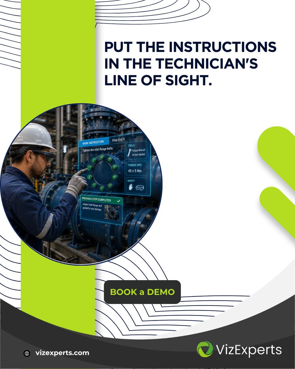 VizExperts's tweet photo. Static manuals cause field errors. VizExperts puts step-by-step instructions directly in the technician’s line of sight—hands-free, error-free, and real-time.

Stop flipping through paper pages. Bring spatial visual guidance to your workforce.

#Technology2026andBeyond #digital https://t.co/PT4HXcMCD7