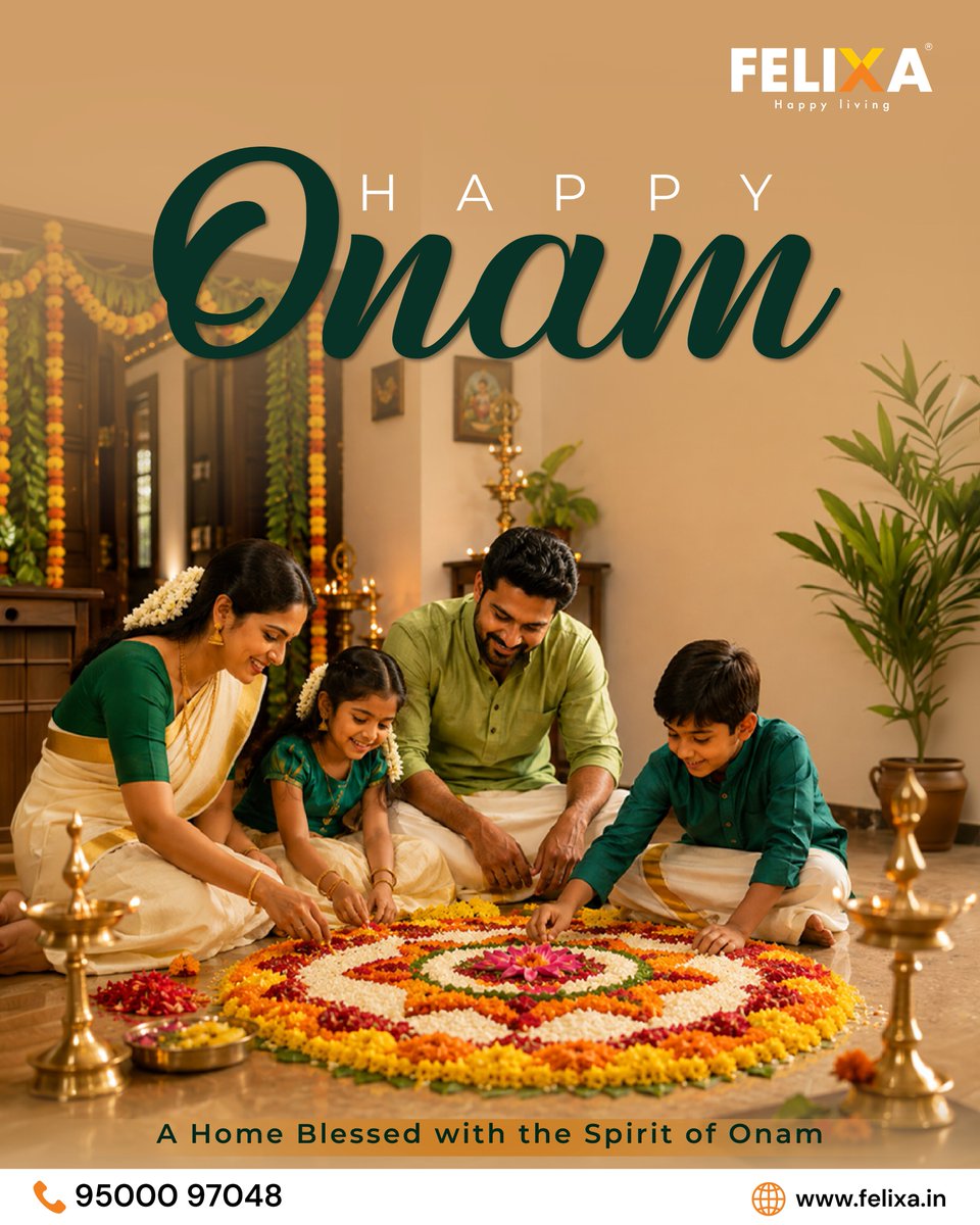 FelixaBuilder's tweet photo. Onam is more than a celebration. It’s the moments that make a house feel like home. 🌼

Wishing you and your family a Happy Onam! 🌸

Felixa — Happy Living

(Felixa, Happy Living, OMR, Onam) https://t.co/QmZLQvXnmW