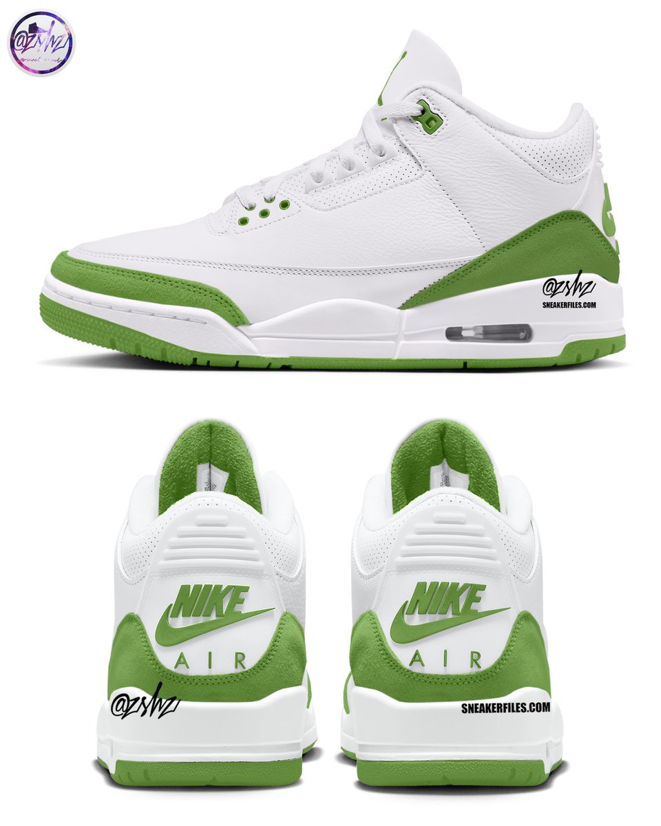 zSneakerHeadz's tweet photo. BREAKING: Two Air Jordan 3 OG “Matcha” colorways are currently expected to release on May 1, 2027! 🍵

The upcoming “Matcha” AJ3 puts a refreshing spin on the classic “Mocha” color blocking, swapping out the signature brown accents for Matcha-inspired shades of green. 🌿 https://t.co/sQESHiDSEn