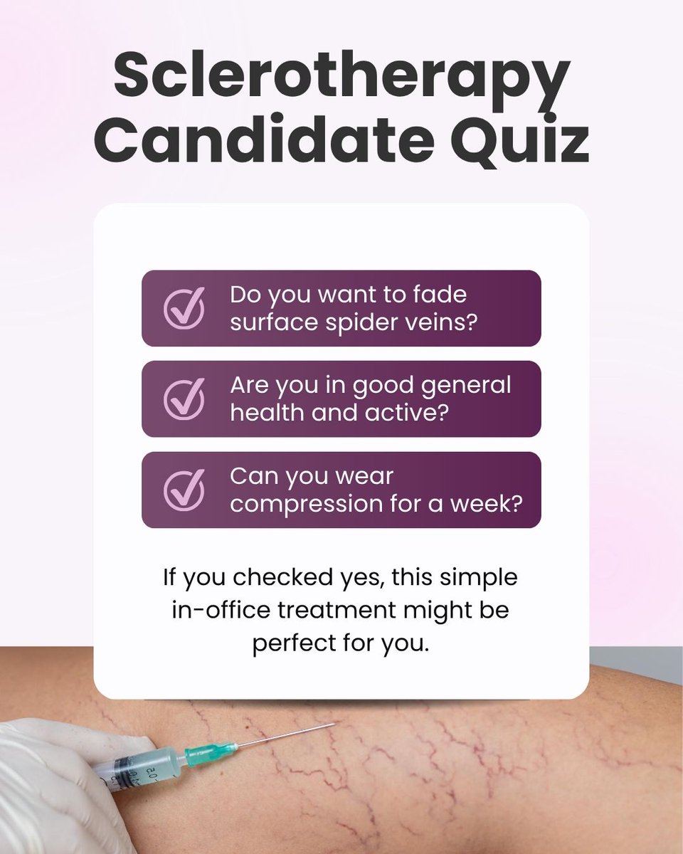 VeinInstituteHC's tweet photo. Wondering if sclerotherapy is right for you? This safe, in-office treatment permanently fades problematic veins with no surgery or downtime. 

https://t.co/zwOFC9uoia https://t.co/1wbxesyMvK