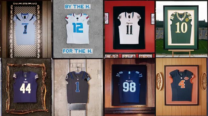 ProGridSports's tweet photo. The 8 Rivalry jerseys for the AFC South &amp; NFC North https://t.co/yK9NlNAFWy