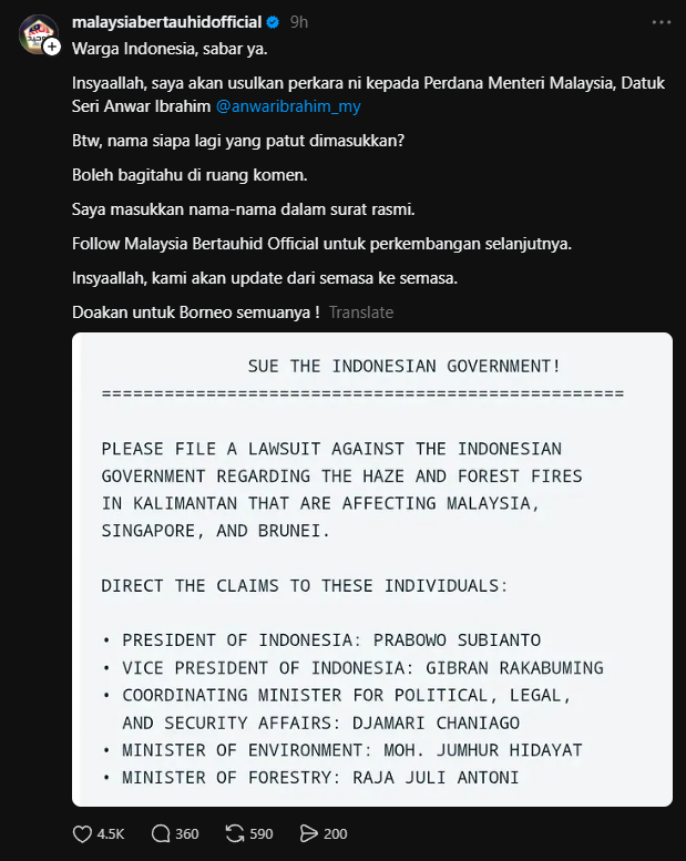 erlanishere's tweet photo. Pemerintah Indo mau dituntut rakyat Malaysia akibat kebakaran Kalimantan. 😭
Ga cuma rakyat Indo aja yang menuntut pemerintah Indo, tapi rakyat Malaysia juga.😭😭 https://t.co/ML5SoDJL6L