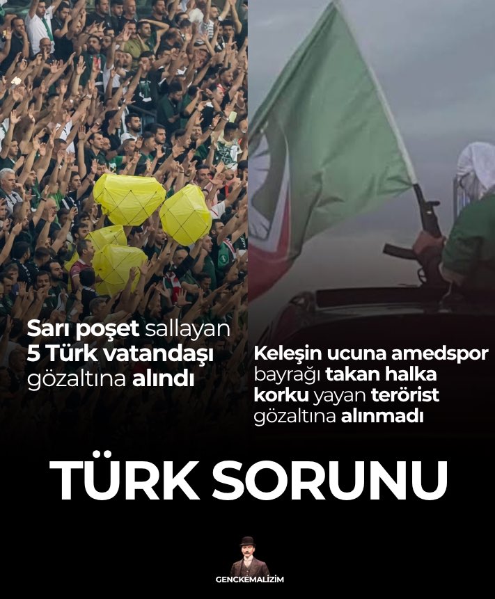 genckemalizim0's tweet photo. TÜRK SORUNU HIZ KESMEDEN DEVAM EDİYOR.

Sarı poşet sallayan 5 Türk vatandaşı gözaltına alındı

Keleşin ucuna amedspor bayrağı takan halka korku yayan terörist gözaltına alınmadı https://t.co/HIvWvMHHsA