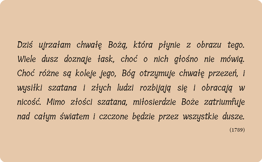 merciful_pl's tweet photo. Dziś ujrzałam chwałę Bożą, która płynie z obrazu tego. Wiele dusz doznaje łask, choć o nich głośno nie mówią. Choć różne są koleje jego, Bóg otrzymuje chwałę przezeń, i wysiłki szatana i złych ludzi rozbijają się i obracają w nicość. Mimo złości szatana, miłosierdzie Boże https://t.co/8fOCqmOOoJ