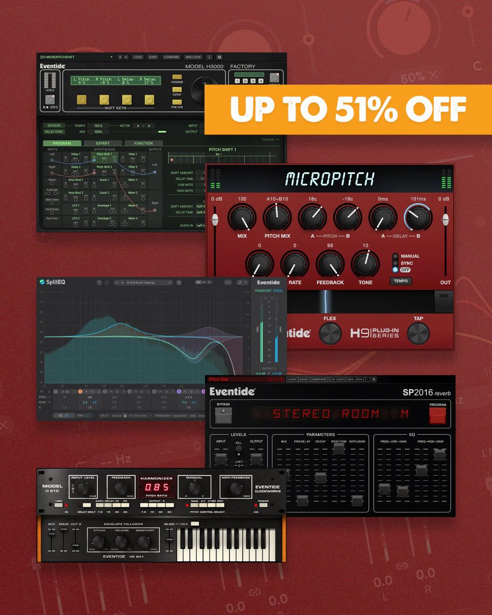 pluginfox's tweet photo. Eventide Pluginpalooza Sale 🎛️
Save up to 51%
Buy here - https://t.co/WeNQjJQcWh
Sale ends September 8th ⏰
@eventideaudio #eventide #eventideaudio #pluginfox #plugindeals #pluginsales #dtm #plugins #vstplugins https://t.co/ggBpEjkajs