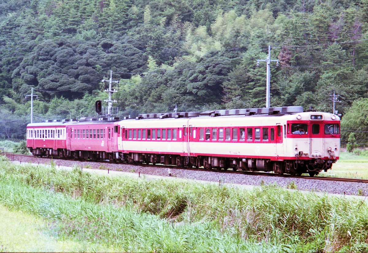 223Y_twit's tweet photo. 30年前96年8月の記録　キハ52128　神出鬼没でしたが40と組んで一定期間定期で走ってました。相方のキハ402132もこの当時、地域色化が進んで唯一のタラコ40だったはず。 https://t.co/WpSADODkpQ