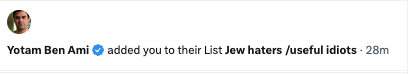 irelandsocrates's tweet photo. @spikedonline Delighted to have made it onto @ybenami  list of Jew haters / Useful idiots
Please tell Tel Aviv, they'll piss their pants !!! https://t.co/875XLQTH2T