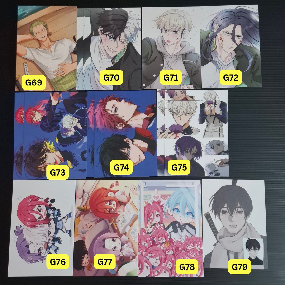 tagmilbut's tweet photo. ‼️ QRT dengan kode pada gambar untuk memesan.

Harga:
• Kode G: Rp 10,000 /each

• Jika foto barang bertumpuk = jumlah stok barang lebih dari 1 buah.

Contoh: G48 ada 2 foto bertumpuk = G48 memiliki stok 2 buah barang. https://t.co/CyHMKuKBUD