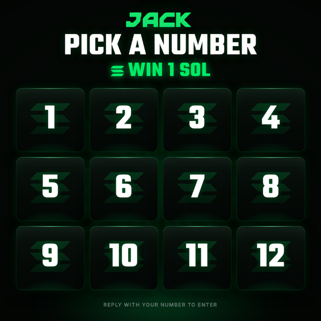 JackCasino's tweet photo. One of these numbers hides $100 in #Solana 💸

- Repost, tag &amp; drop your JACK username to enter 👇 https://t.co/slX9ePqoMM