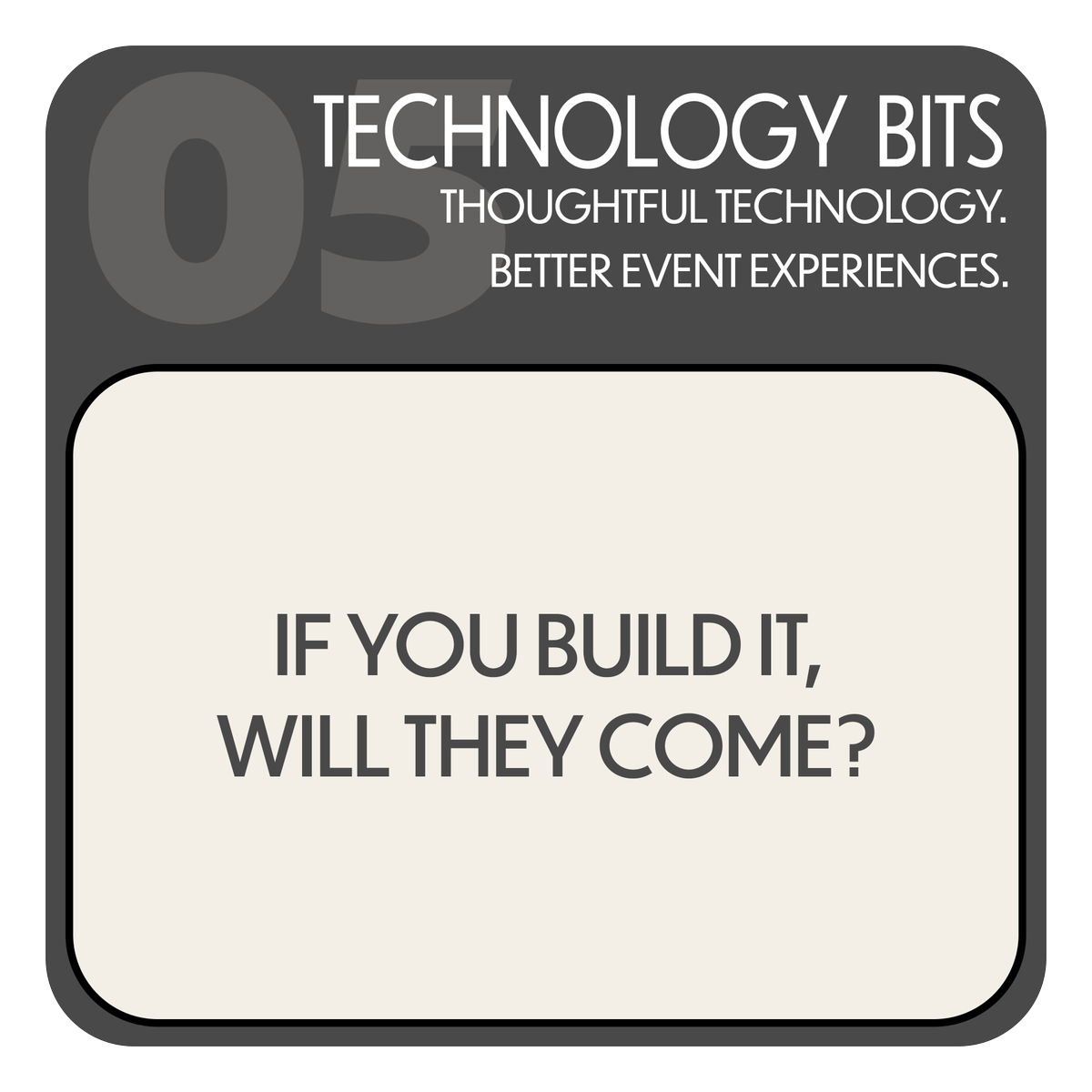 PowerEventGroup's tweet photo. If you build it, will they come?

A successful event app can mean different things for different attendees, and download rate tells only part of the story.

What will make an attendee want to open the app again?

https://t.co/OJtrFDox4m

#EventTechnology #TechnologyBits https://t.co/XBowXjOXTh