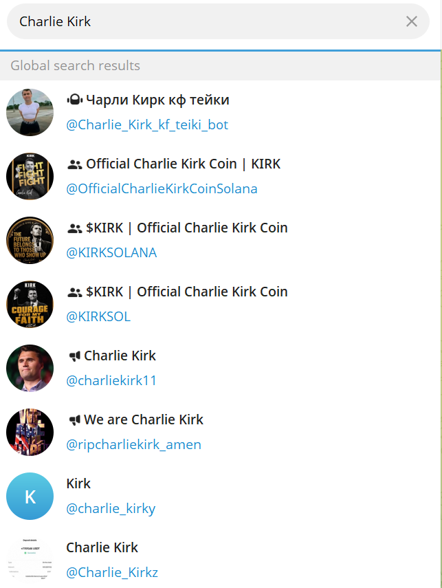 mahey_m's tweet photo. @BasedSamParker @RealCandaceO @baroncoleman Other than the Official Charlie Kirk on Telegram - these are the channels listed https://t.co/Ib5Epv7759