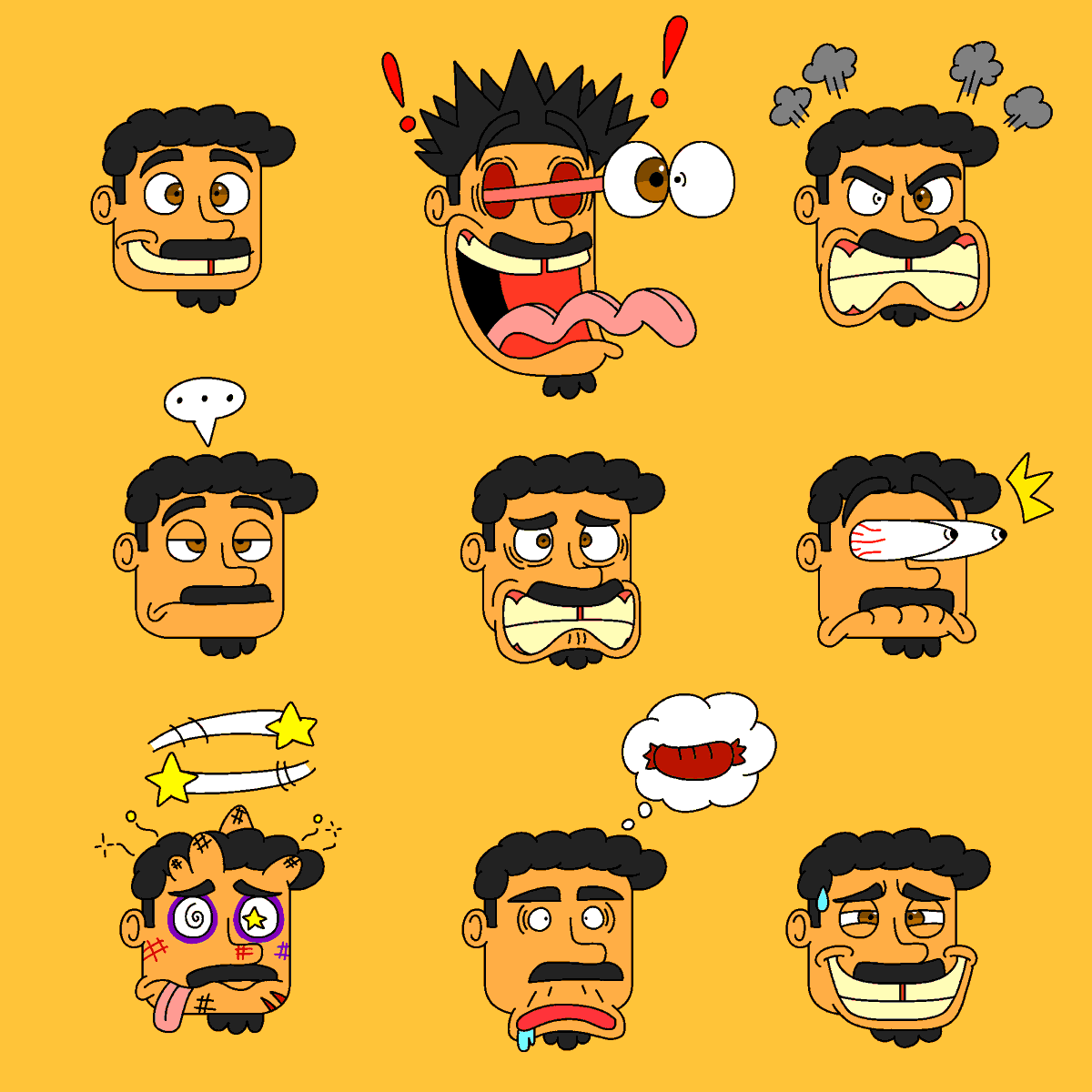 estudio_calexmn's tweet photo. expressões faciais estilo cartoon do caique  que é eu kkk 
---x---
eu fiz duas versões da arte uma com óculos e outra sem óculos
#brart #cartoon #estudio_clxmn #ocbr https://t.co/wZB4EEWRe7