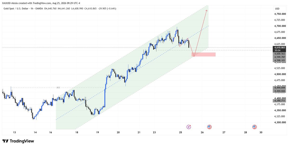 matsufx_xauusd's tweet photo. 明日のゴールドやばそうです。

#GOLD #XAUUSD
注目のポイントは
4,600〜4,580です。

そして、この上昇の勢いが継続すれば
早ければ今月中に5,000到達も視野。

次のエントリーポイントは…↓ https://t.co/SJcCX9lVdF