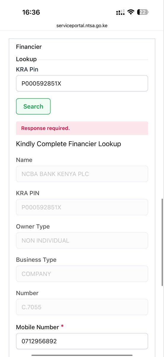 Fidskhan's tweet photo. @ntsa_kenya transfer of ownership can’t be done error says response required please sort urgently https://t.co/fr7tu5qhn1