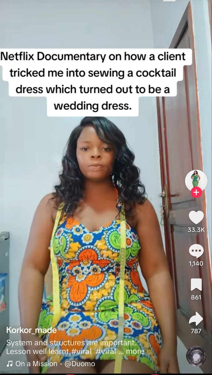 Uchechukwu_Jeny's tweet photo. So what is the issue here???
She paid for a cocktail dress, you made the cocktail dress, what she used it for isn’t your business at all. https://t.co/L8ysEQCWzf