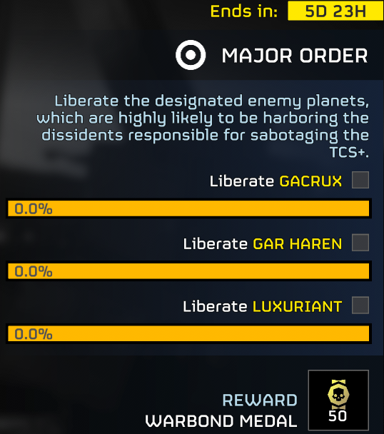 helldivers2's tweet photo. MAJOR ORDER: A Terminid outbreak has occurred on BRILLIANCE. The Terminid Control System+ (TCS+) array is under significant distress, with multiple nodes failing. Terminids now threaten to spread across the planet, and break through the TCS+ line. 

The TCS+ has been empirically proved to make any Terminid infestation impossible. This outbreak, therefore, can only be the result of dissident sabotage. The evidence is clear and undeniable. Despite the dismantling of Automaton disinformation networks, disloyal extremists continue operations to destroy Managed Democracy from within. 

High Command has ordered an immediate and forceful Counter-Dissidence Crackdown. The Ministry of Truth has identified, with high confidence, three enemy planets as harbors of extremists: GACRUX, GAR HAREN, and LUXURIANT. The Helldivers are ordered to liberate these planets, so the dissidents may be brought to justice.