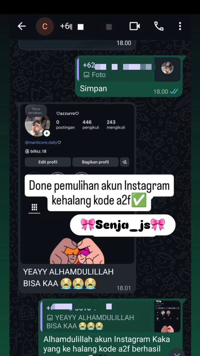 weucsi's tweet photo. JASA PEMULIHAN AKUN/DELETE AKUN, PROSES FAST &amp; BERGARANSI 

KENDALA : 
👅PULIHKAN CHT WA LAMA
👅JASA SADAP WA/IG
👅LUPA PASWORD &amp; LUPA DATA2
👅JASA HAPUS AKUN ALL SOSMED
👅JASA PEMULIHAN AKUN
GOGGLE ,GMAIL,INSTAGRAM,TWITER, FB,TIKTOK #zonauang #zonajajan

Order whatsaap di bio☎️ https://t.co/BS5PJgjQ3z