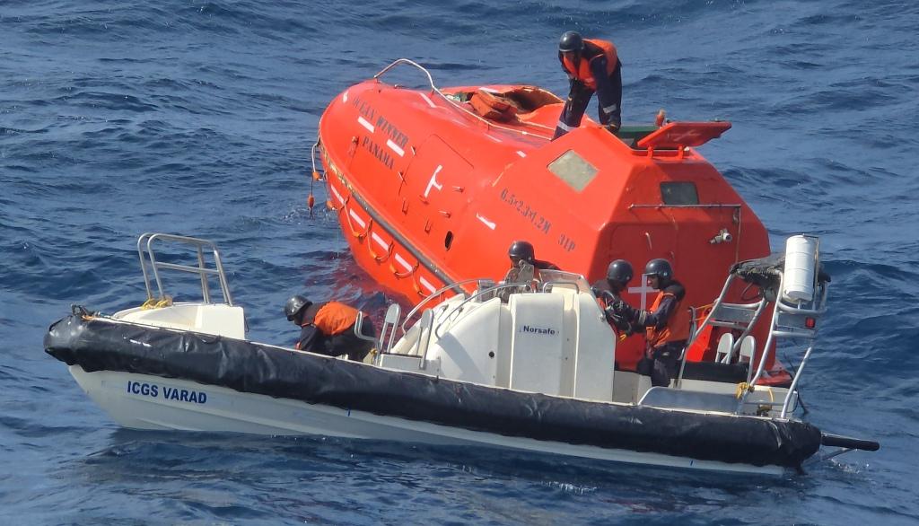 sidhant's tweet photo. Just in: India and China coordinate search for missing MV Ocean Winner crew as Coast Guard vessel ICGS Varad responds to naval aircraft distress signal. Indian side is coordinating MRCC Beijing for the search. ICGS Varad located a lifeboat of MV Ocean Winner in the search area. https://t.co/gA6EV2njBD