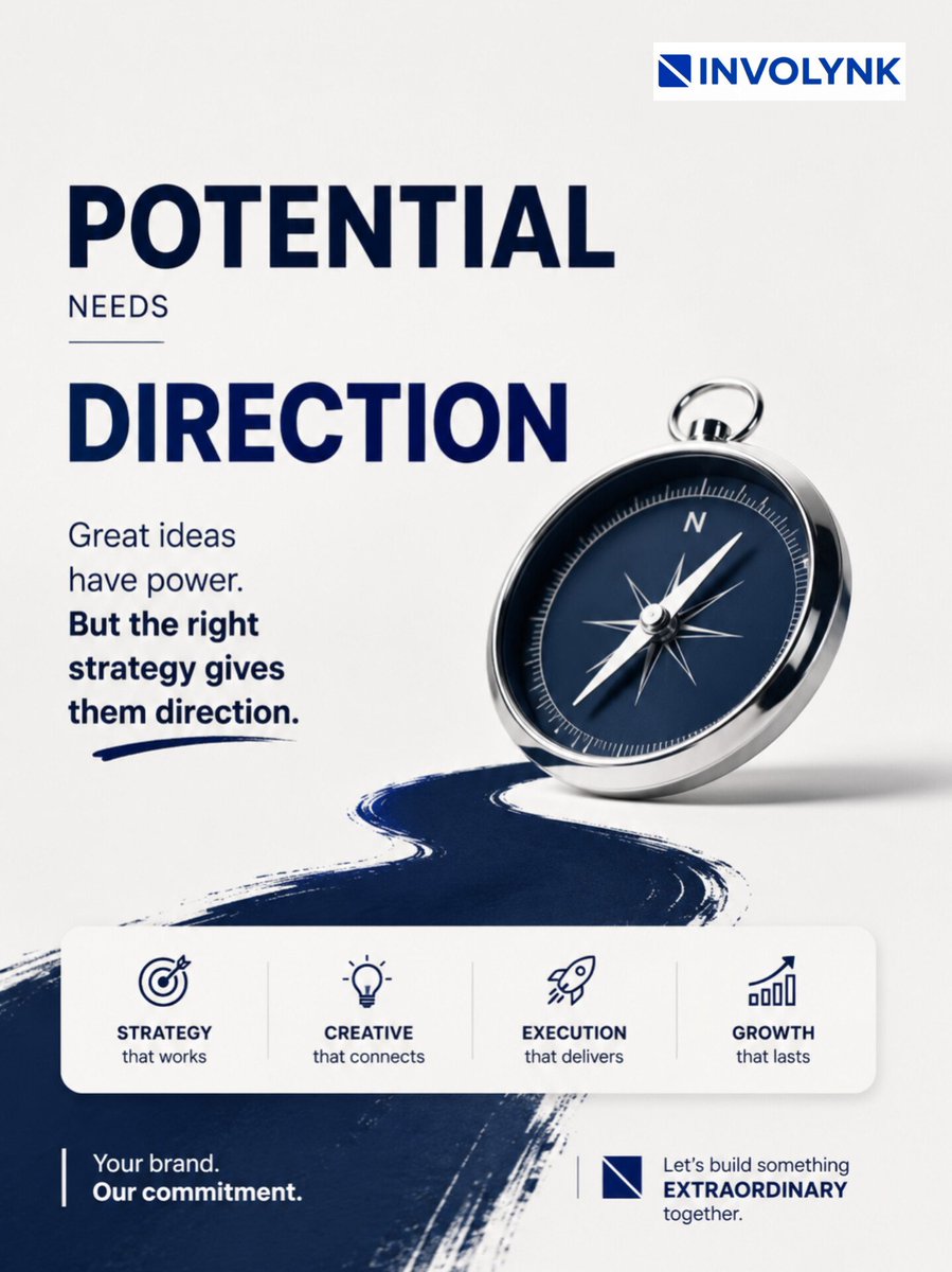 involynk's tweet photo. Potential is powerful. Strategy gives it direction. ♟️

Turn your ideas into something that moves your business forward with INVOLYNK.

#INVOLYNK #BusinessStrategy #BrandGrowth #DigitalGrowth #BuildYourBrand https://t.co/I680JkipbW