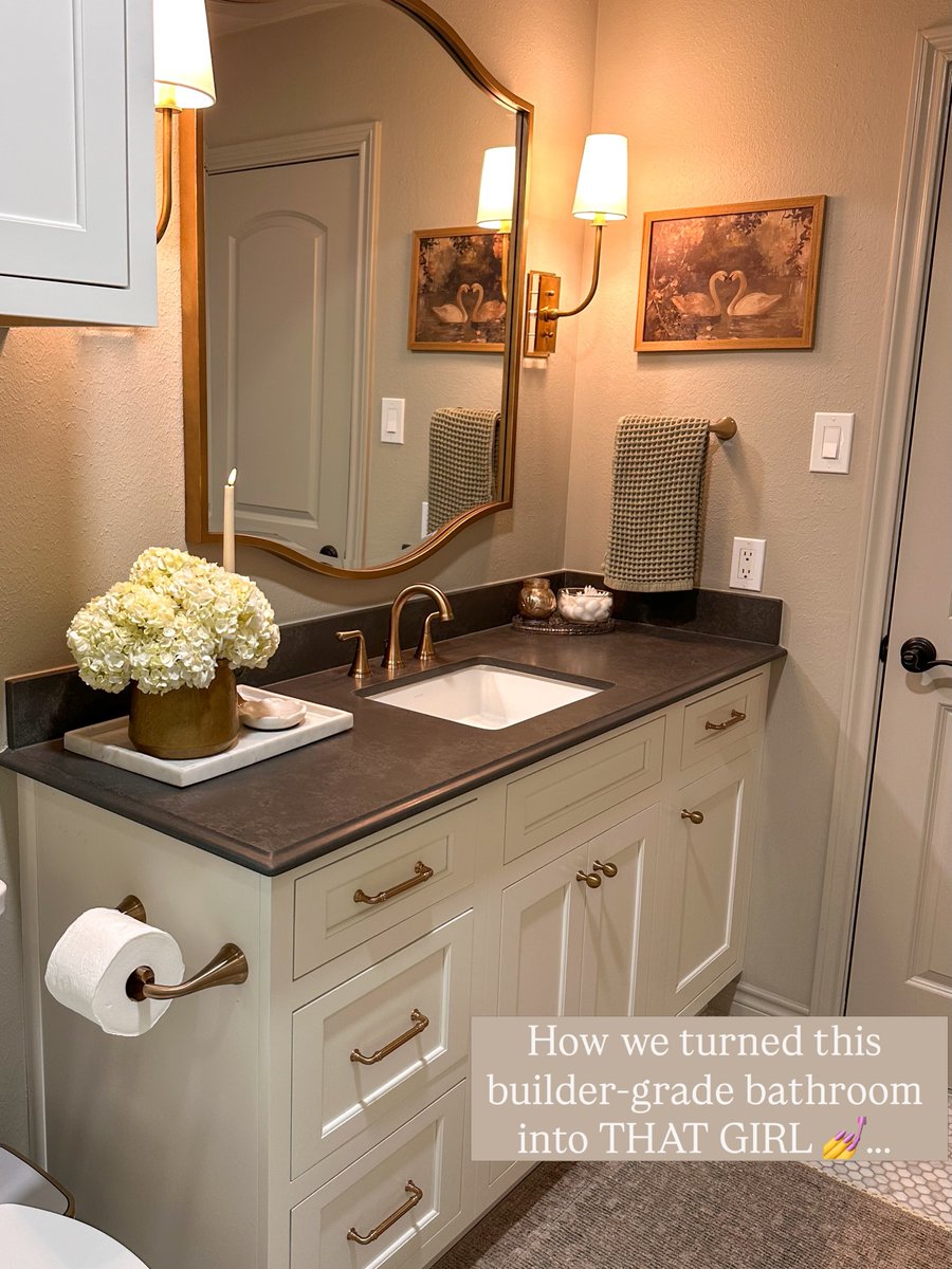 woodsdesignH's tweet photo. She was giving builder-grade… so we gave her a little personality. 💅

A new vanity moment, classic marble penny tile, a walk-in shower, a pretty zellige tile, and a little extra attention to that sweet window were all it took to turn this bathroom into… https://t.co/SvwB8iVrPY https://t.co/z1sEhb1HeN