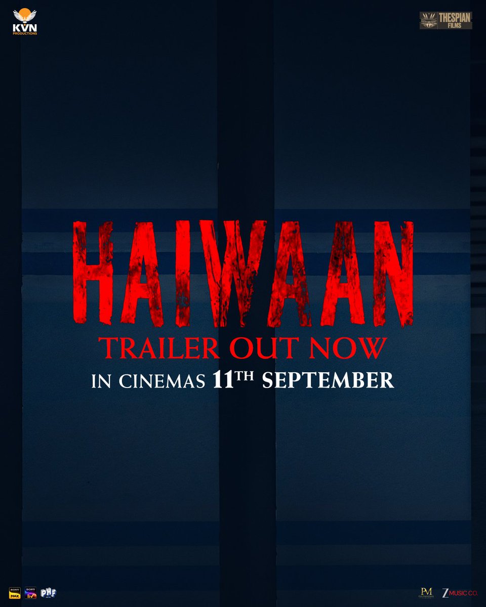 KvnProductions's tweet photo. Andhere ki ye kahaani is shining at #1 on X🔥

#Haiwaan Trailer Out Now.
In cinemas on 11th September.

@akshaykumar #SaifAliKhan
@priyadarshandir @sabucyril @ipritamofficial @RonnieRaphael01 @rajakrishnan_mr @kvnproductions @thespianfilms_  @TheKVNofficial @ShailajaD #SatishFenn @bomanirani @SaiyamiKher @ShriyaP @sharibhashmi @suchitrapillai @poojashah0920  @DhavalJatania28  @PonyPrakashraj  @BoscoMartis @silvastunt @artistmanageIND @VavvetiUsha @virajsomani1990 @RenilJoy2 @ZeeMusicCompany @SonyLIV @SonyMax @PenMovies @PharsFilm @Universal_PR @vaisakh_c_ @ProSrivenkatesh @sureshPRO_ @PROHarisarasu