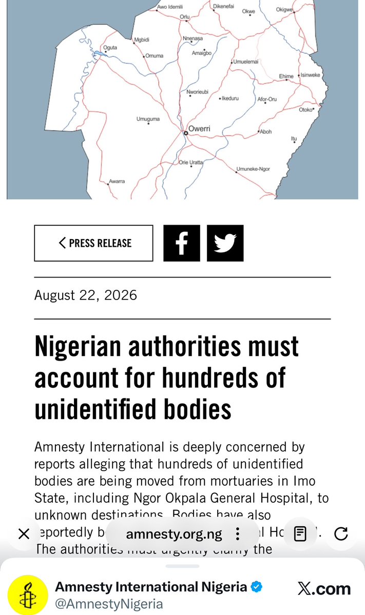 BRGIEinfoMinist's tweet photo. All Igbo politicians should be held accountable for supervising the executions of their children while other elders/leaders in other parts of Nigeria protects their own.

Horrifying videos obtained by Amnesty International shows stages of moving the dead bodies at night. Majority of the bodies are at skeletal level and in large numbers. 
“Imo State Government and relevant authorities must to immediately account for all the bodies, establish their identities and causes of death, and explain when, where and how they came to be in the mortuaries and where they are now being taken. All bodies, mortuary records, medical records and other relevant evidence must be preserved to prevent interference with any investigation,” said Isa Sanusi Director Amnesty International Nigeria.
“Allegations that some of the deceased may have been victims of unlawful killings during security operations in Imo State must be promptly, independently and impartially investigated,” said Isa Sanusi