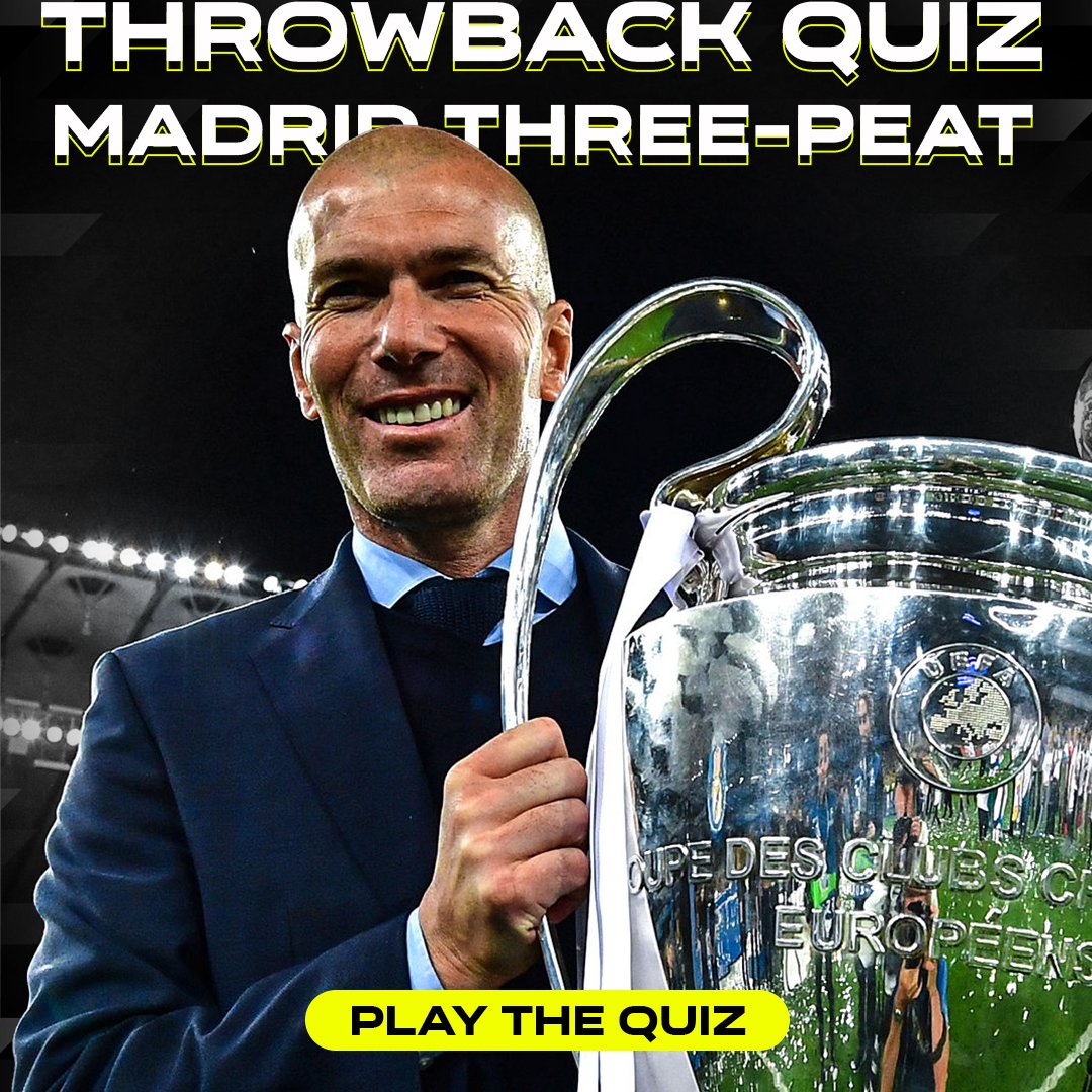 433's tweet photo. Three Champions League titles in a row 🏆🏆🏆 

One of the most iconic runs in football history, packed with unforgettable moments 💥

Think you remember it all? Take the 𝑸𝑼𝑰𝒁 and find out 👀

https://t.co/Q3tERHUBsH https://t.co/5kbPgICOki