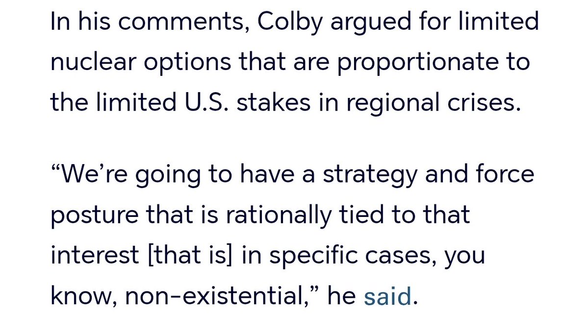 normalbrained00's tweet photo. @USWPCOLBY, the DoW policy chief made some rather interesting statements in in the recent @US_STRATCOM Deterrence Symposium.

But what do these remarks mean, and where is the US nuclear policy going, especially with Trump's version of the Nuclear Employment Guidelines overdue? https://t.co/9AcCd2RdOO
