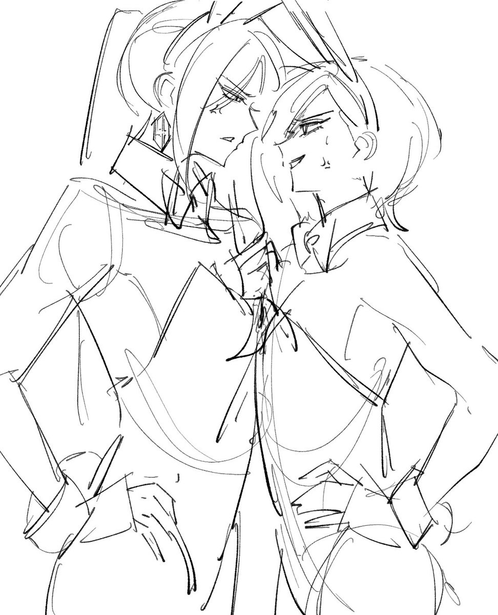 azali0h's tweet photo. 返信用の絵描こうと思ってクラ様とハーちゃんの👯‍♀️描いてたけど ラフ終わって正気に戻った https://t.co/98FG6le5Gp