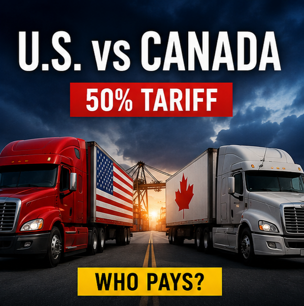 TheUSLens's tweet photo. 🇺🇸🇨🇦 
 U.S. vs. Canada — 50% Tariffs
Trade tensions between the United States and Canada have sharply escalated. The U.S. has imposed 50% tariffs on a wide range of Canadian goods, while Canada is preparing retaliatory measures. Trump has also threatened 50% tariffs on Canadian automobiles, trucks and parts, adding further pressure to one of the world's largest trading relationships. �
AP News +1
WHO PAYS?
American consumers, Canadian exporters—or both?