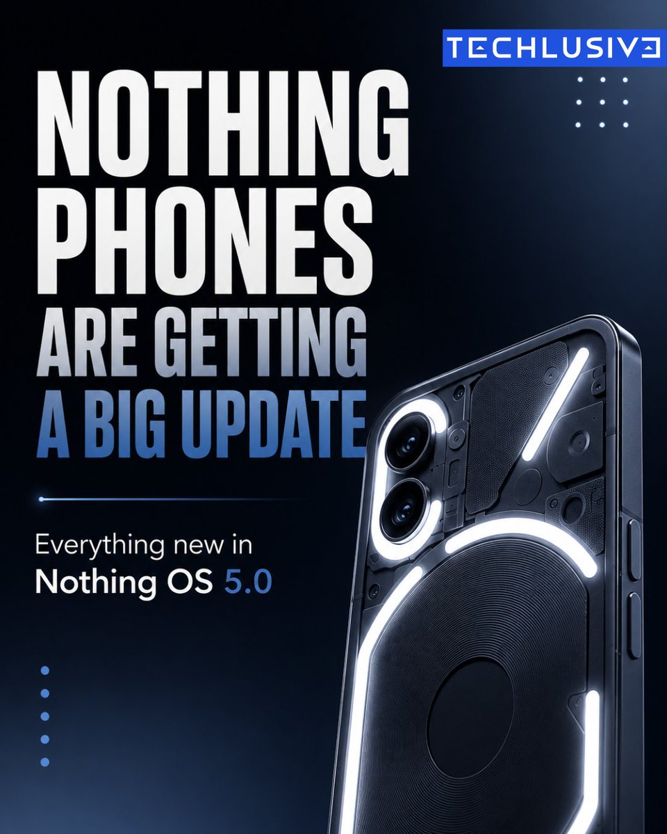 TechlusiveOFCL's tweet photo. Nothing OS 5.0 is bringing a fresh look, new Essential AI features and Android 17 goodies - here’s what’s changing.
#NothingOS50 #NothingPhone #Nothing https://t.co/b5HmHVrZ9e