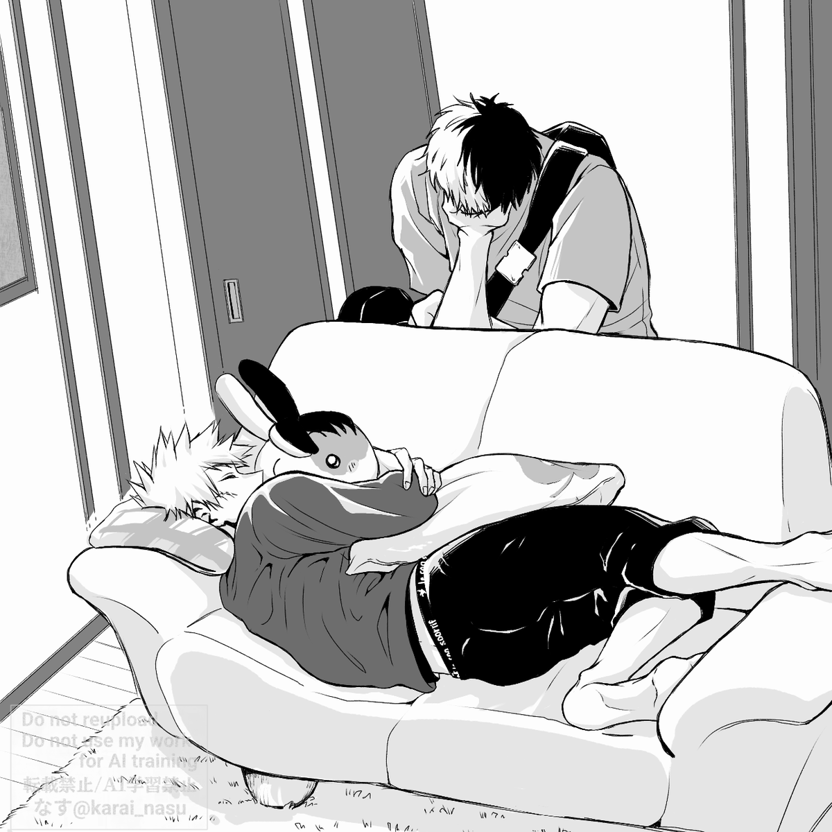 karai_nasu's tweet photo. 帰ってきたら寝落ちてる彼氏があまりにもかわいかった件(轟爆) https://t.co/r2BGxYP7z0