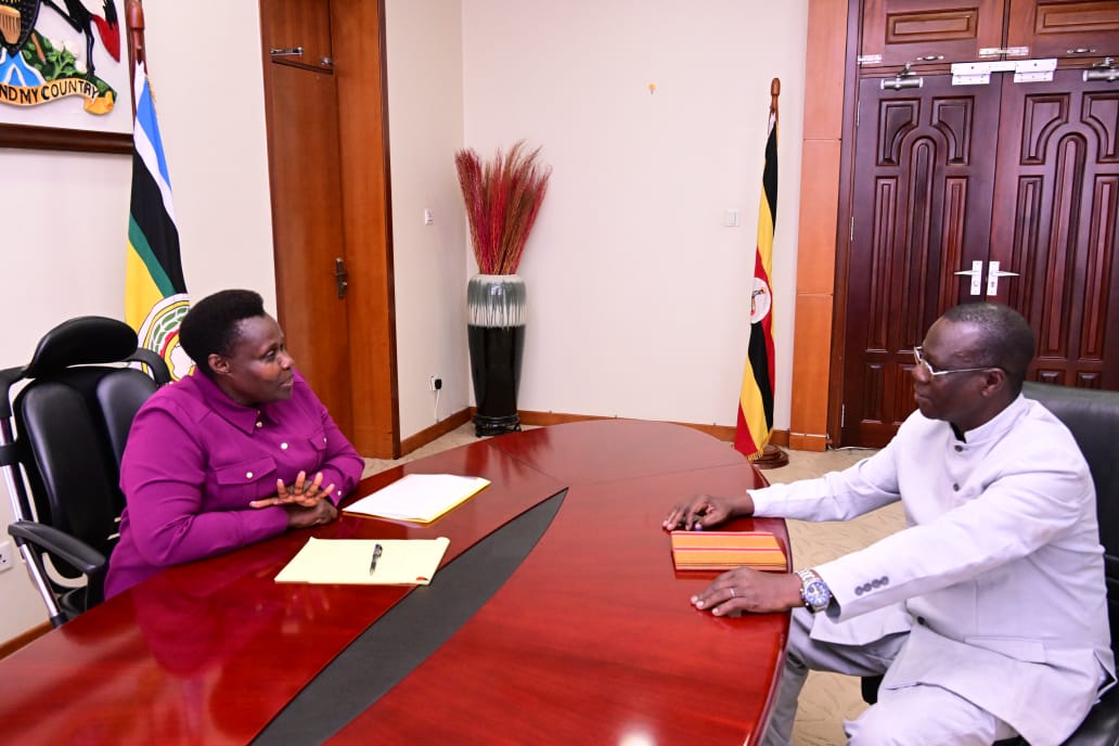 Muni_University's tweet photo. Discussing Muni’s Development Trajectory:
Our DVC Finance &amp; Administration, Rev. Fr. Prof. Odubuker Picho Epiphany, interfaced with the Vice President of Uganda, H.E. Jessica Alupo, at her office this morning and discussed key issues on Muni University’s development trajectory. https://t.co/YByk5stnGK