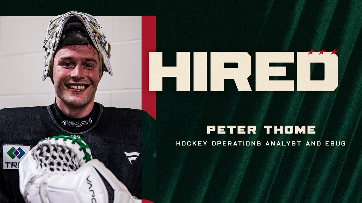 mnwildPR's tweet photo. The #mnwild today named Peter Thome Hockey Operations Analyst and Emergency Backup Goalie (EBUG). 
https://t.co/53KbhieXuv https://t.co/rg77KhH7Gd