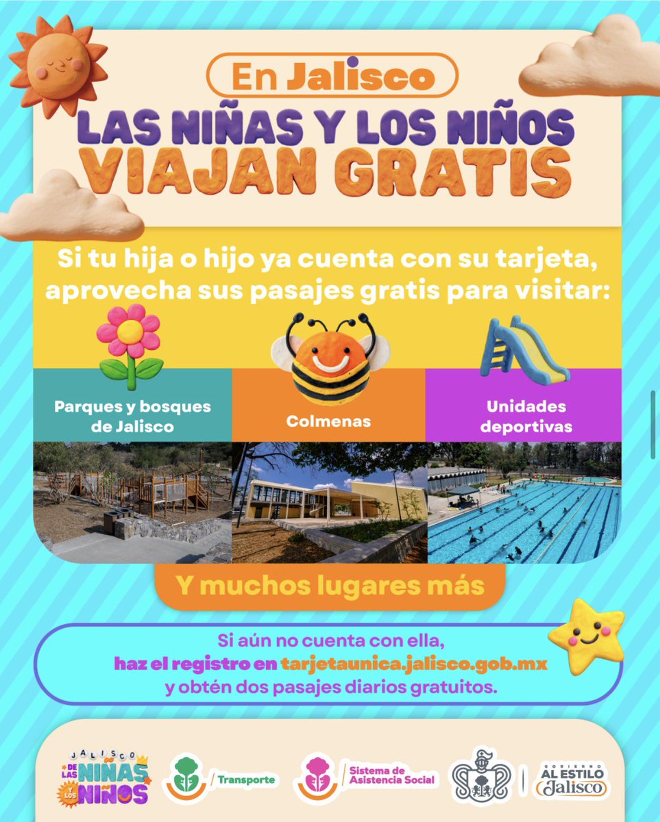 uefai_jal's tweet photo. ⏰ ¡Aún estás a tiempo!

Hasta el 31 de agosto, registra a niñas y niños de 5 a 12 años para obtener la tarjeta Yo Jalisco y acceder a 2 pasajes gratuitos al día. 🚌💳

📲 Consulta más información en los canales oficiales. @TransporteJal @ASocialJal https://t.co/LrRSWk853g