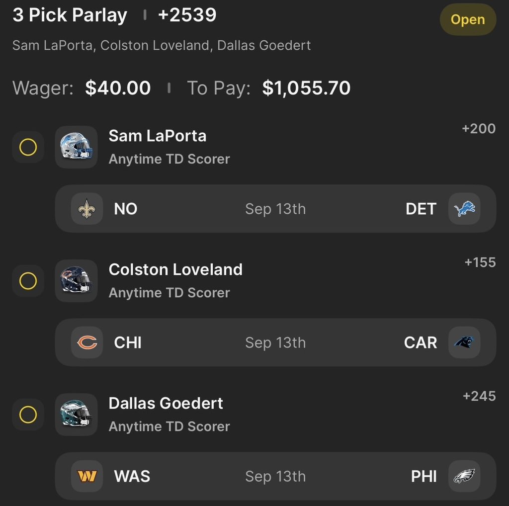 Tingz's tweet photo. DraftKings dropped NFL TD Props yesterday &amp; I was itching so here’s 2 free ones for #GamblingTwiiter #NFL 

Rest of the NFL &amp; NCAAF plays are in my discord, link to join below ⬇️

https://t.co/faVPbH8MDi https://t.co/uX7fh5d17a