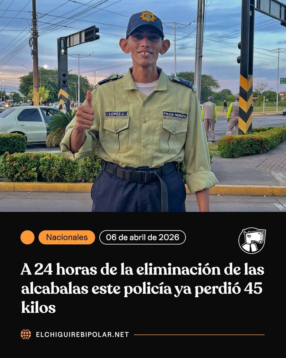 ChiguireBipolar's tweet photo. A 24 horas de la eliminación de las alcabalas este policía ya perdió 45 kilos https://t.co/NxGJfaNWjB https://t.co/k0RXZOxNv1