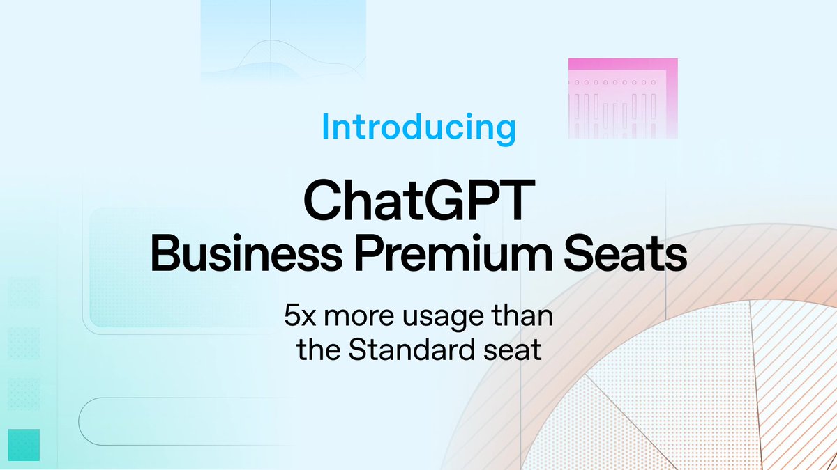 Introducing ChatGPT Business Premium Seats The new $100 Premium seat is a game changer for small businesses and startups—giving lean teams better tools, faster workflows, and capabilities once reserve