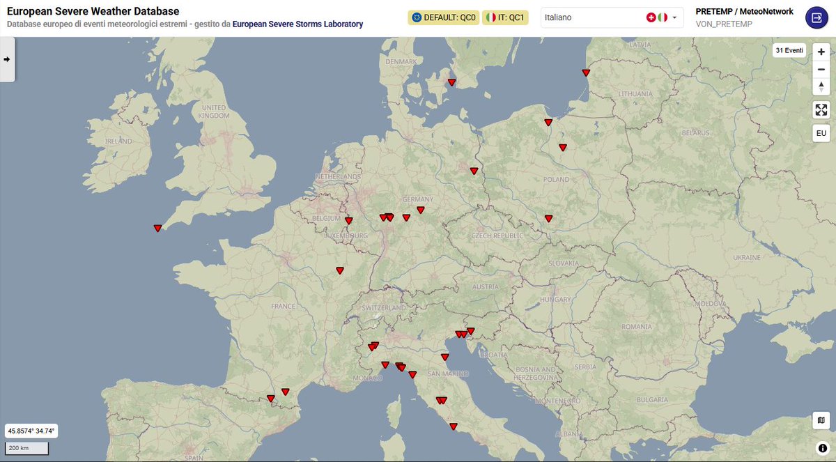 PavanFederico00's tweet photo. 30 tornado confermati (ed in continuo aumento) da mercoledì scorso a stasera in giro per il continente europeo (+1 in Africa settentrionale), senza contare le trombe marine rimaste in mare. E mi sa che non abbiamo ancora finito https://t.co/h4aa9pveNM