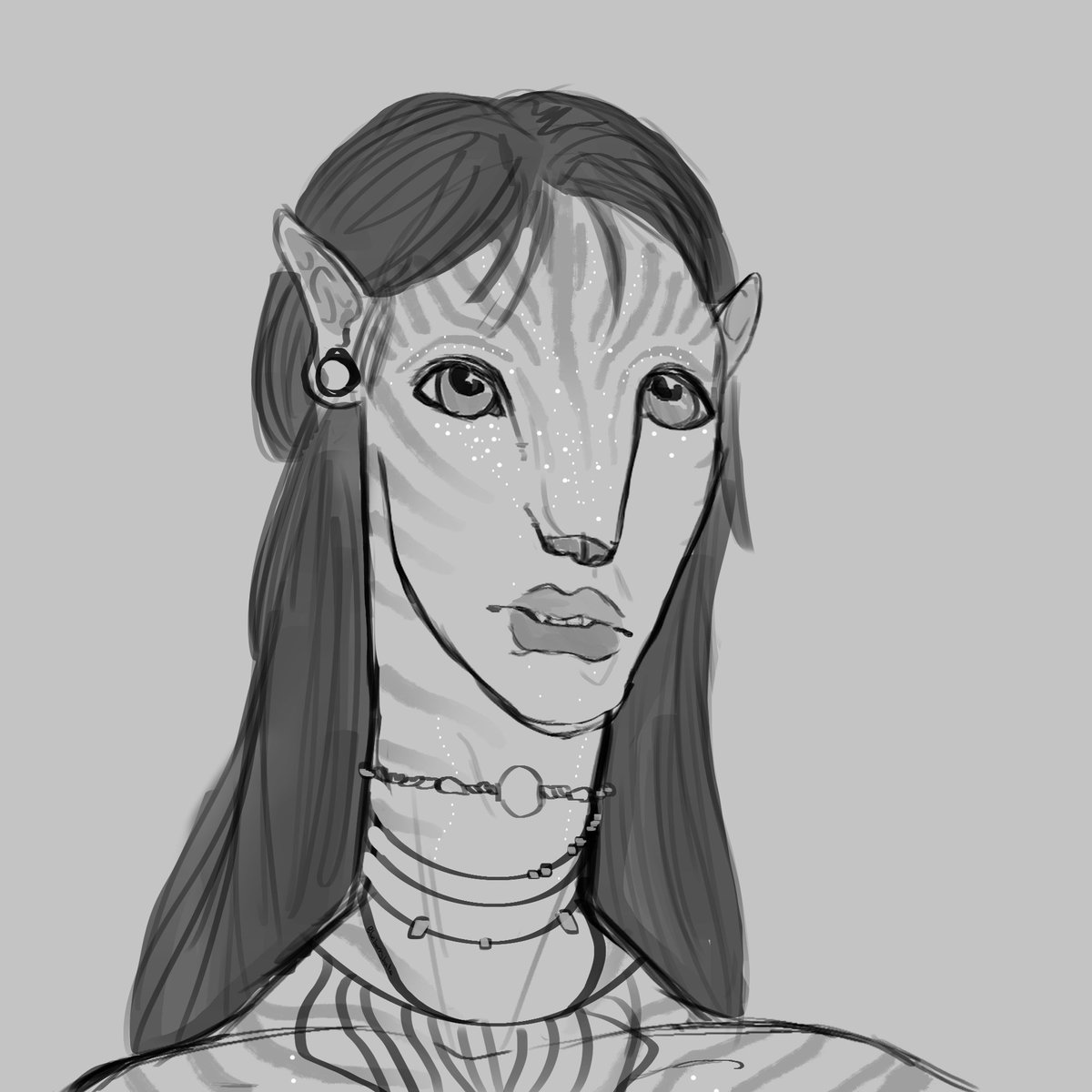 Blueberrybats's tweet photo. Day 24 of daily doodles. 

I actually attempted to quickly draw Neytiri for once. 

#Avatar #Navi #Doodles #Art https://t.co/JiE0wDerq5