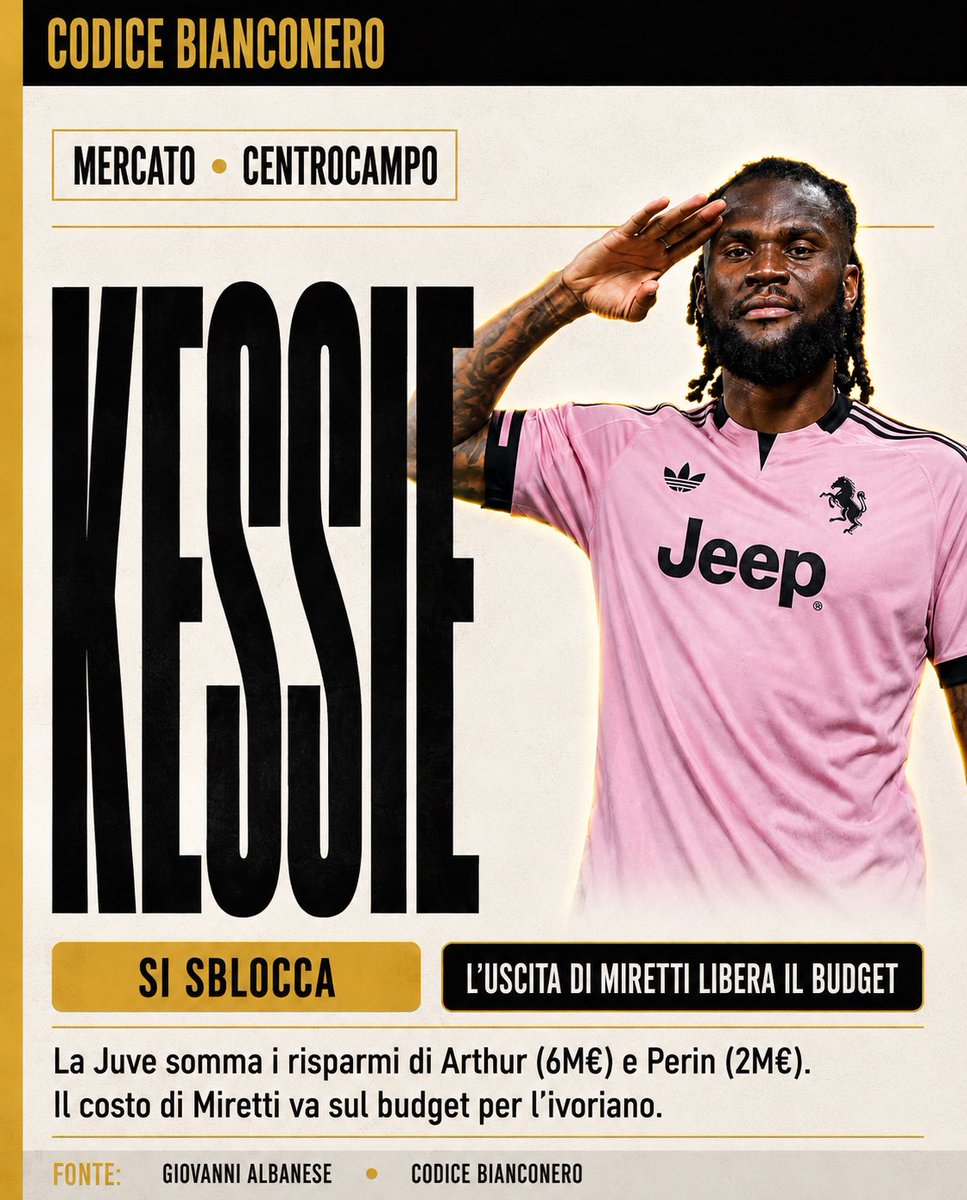 CodBianconero's tweet photo. Ogni uscita è un mattone: la partenza di #Miretti spiana la strada a #Kessie.
Ecco come funziona l'ingegneria di mercato della Continassa. Perché la cessione di Miretti non è solo un addio: è carburante per il colpo in entrata. La #Juventus, spiega Albanese, vuole scaricare l'intero costo annuale del giovane (stipendio più ammortamento) e sommarlo al tesoretto che sta costruendo per l'ivoriano.
E quel tesoretto è già bello corposo. Perché ai soldi liberati da Miretti si aggiungono i risparmi degli ingaggi di #Arthur (circa sei milioni) e di #Perin (un paio). Un puzzle finanziario costruito pezzo dopo pezzo, con la pazienza di chi sa che ogni euro conta quando devi rispettare i paletti del bilancio.
C'è qualcosa di quasi ipnotico in questo meccanismo che governa l'intero mercato bianconero. Nessun arrivo si muove da solo, tutto è appeso a una o più partenze. E Kessie, con la sua pazienza da veterano (ricordate? ha rifiutato i milioni dell'Arabia pur di aspettare), sembra aver capito perfettamente le regole del gioco.
Ci siamo quasi, insomma. Il primo obiettivo di #Spalletti per il centrocampo è a un passo dal diventare realtà. Riuscirà la Juve a incastrare l'ultimo pezzo prima del gong? Voi non vedete l'ora di vederlo in bianconero, l'ex rossonero? 👑
Fonte: Giovanni Albanese
#Calciomercato #Centrocampo #Mercato2026 #CodiceBianconero #SerieA