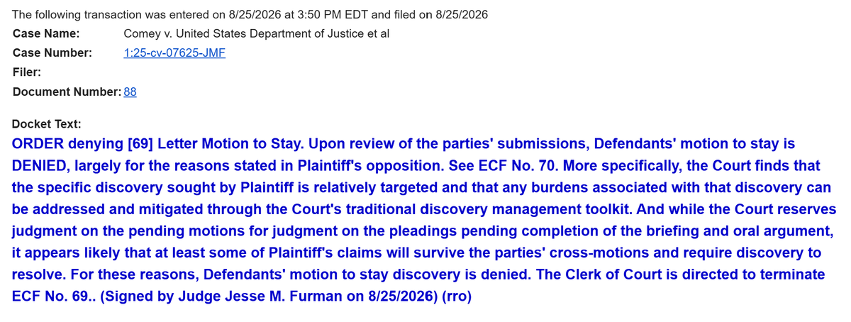 innercitypress's tweet photo. Sovereign District? Maurene Comey Sued DOJ on Retaliatory Firing Now US Bid for Stay of Discovery Denied - Inner City Press story: https://t.co/s3iD8O7VJ7 https://t.co/1gY3dGSviy