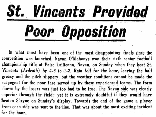 SportsHistory26's tweet photo. On this day in 1963 @NavanOMahonys defeated St. Vincents from Ardcath in the @MeathGAA County Senior Football Championship Final at Pairc Tailteann...
#sportingmemories #gaa #gaelicfootball #navan #meath https://t.co/BdMsdmKQbW