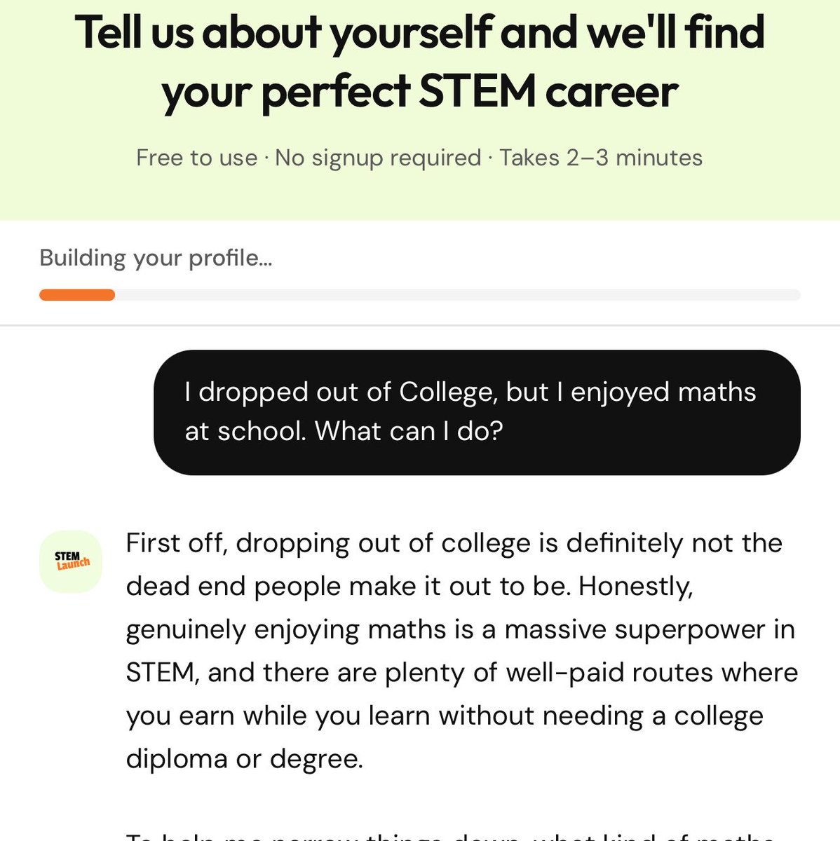 ShaamMP's tweet photo. Young people don’t want generic careers advice 

They want something tailored, personal 

Which is why I built https://t.co/bOEHL9boc9 https://t.co/eY0ziCOoAY